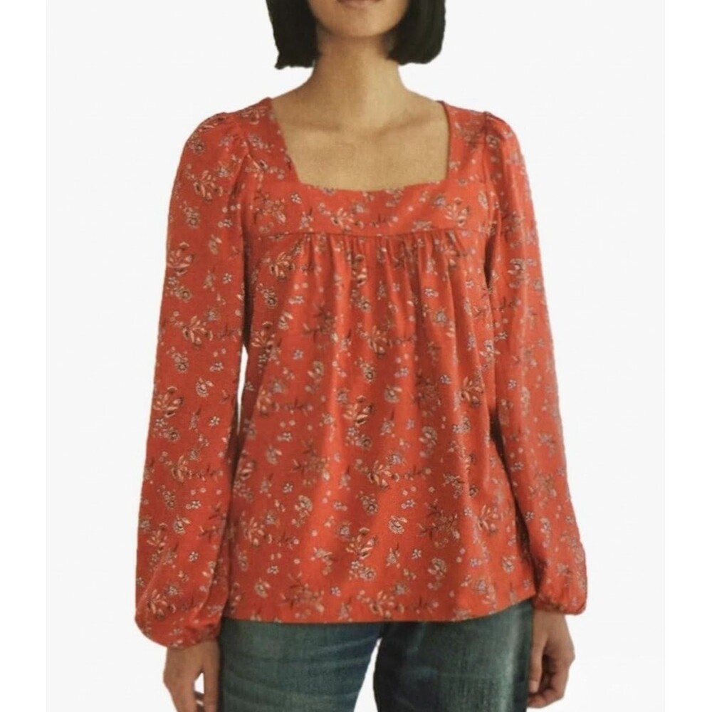 NWOT Lucky Brand Size XXL Floral Peasant Blouse Square Neck Boho Cottagecore